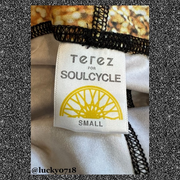 SoulCycle x Zara Terez EUC Black w Gold Confetti Capri Workout Legging Sz S - Picture 8 of 9
